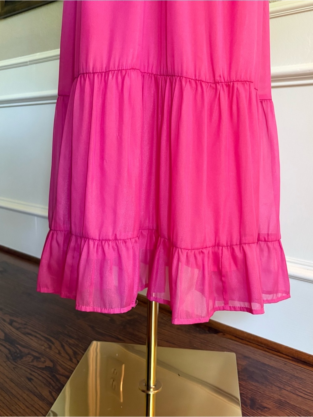Petal & Pup Flutter Strap Deep V Midi Dress in Hot Pink/Berry. Size small. - Picture 7 of 10